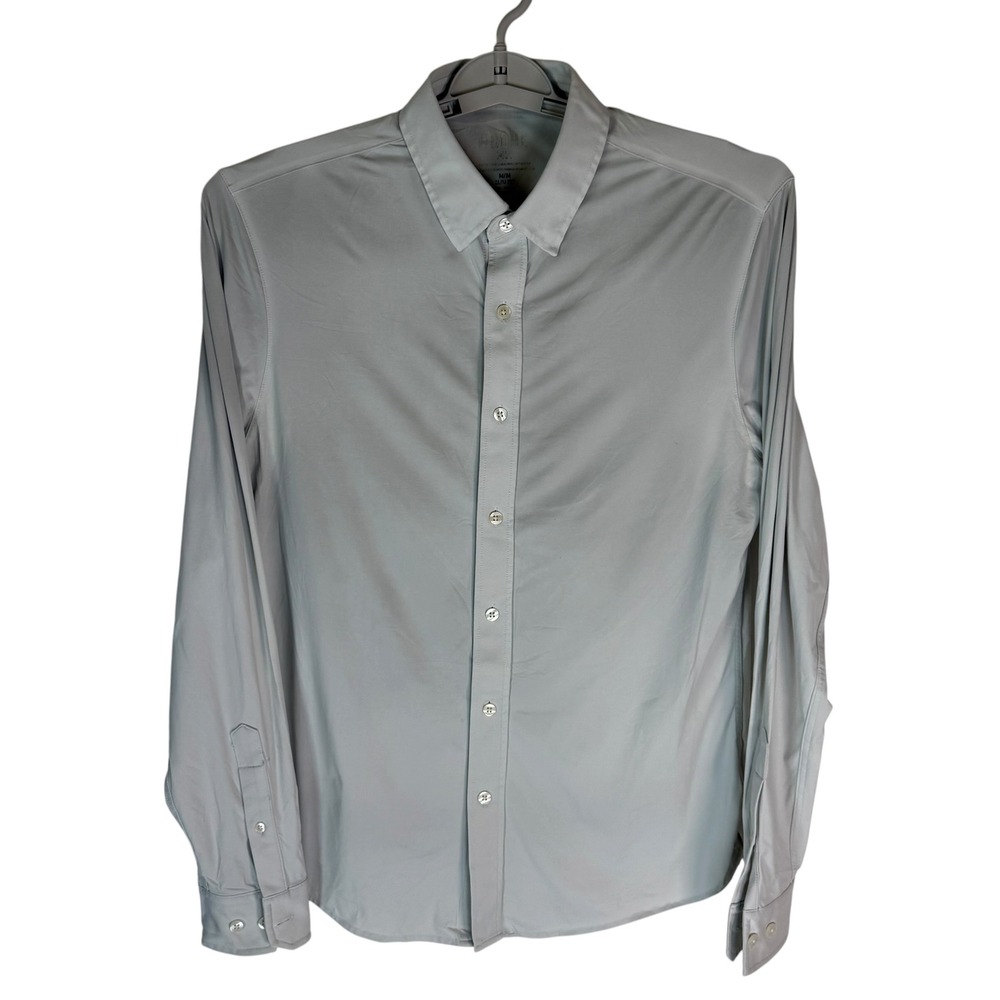 Rhone Mens Commuter Shirt Slim Fit Grey Long Sleeve Button Down 100417 Size M - Picture 3 of 10